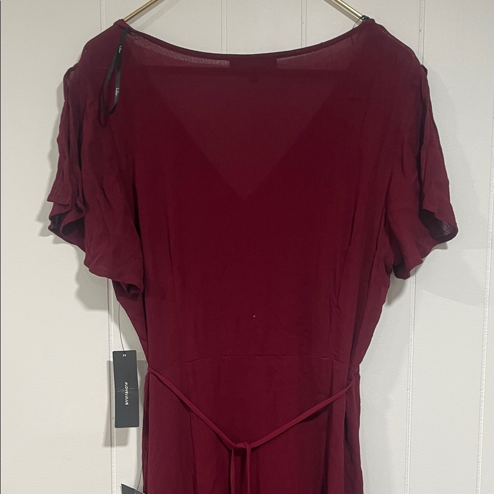 LULU’S‎ Heart of Marigold Burgundy Wrap Maxi Dress Women’s Size L - Picture 5 of 8